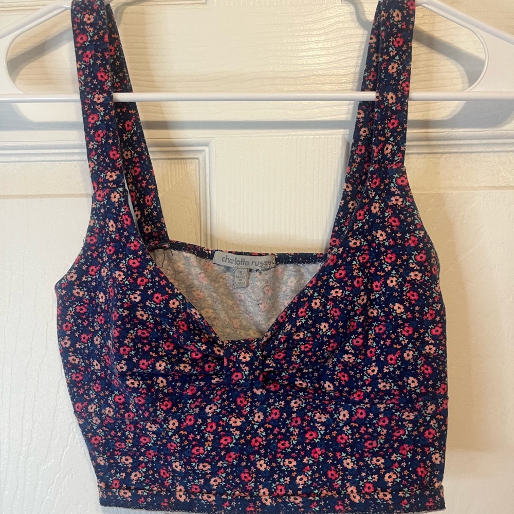 floral tank top crop - size small.